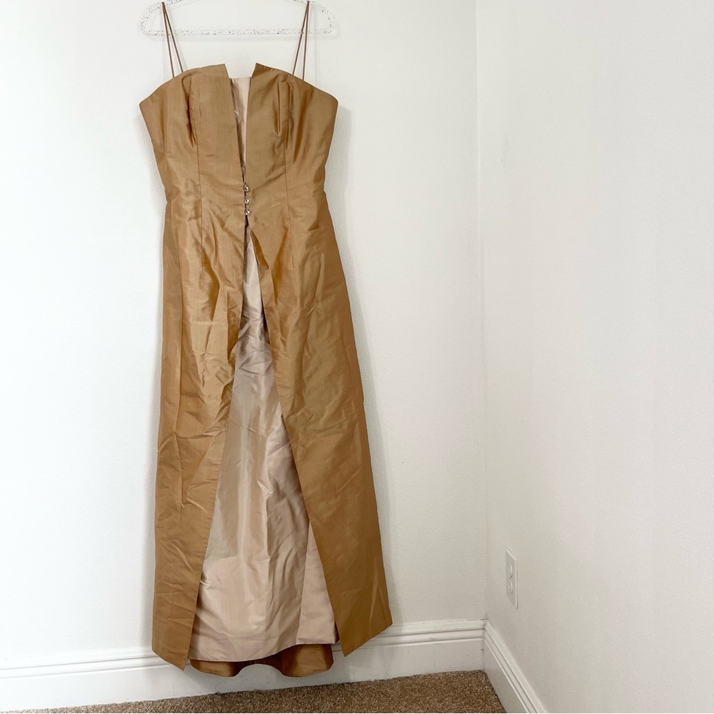 Marisa Baratelli Spectacular Gold Silk Maxi Dress Size 14